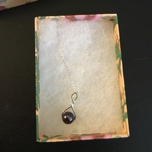 Sterling silver faux pearl necklace