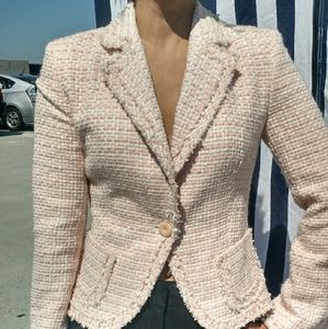 Zara Basic Pink and White Blazer
