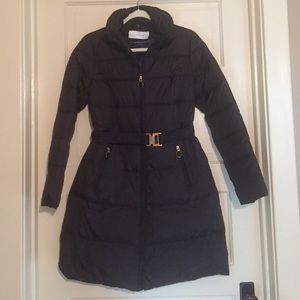 Long black, puffy coat.