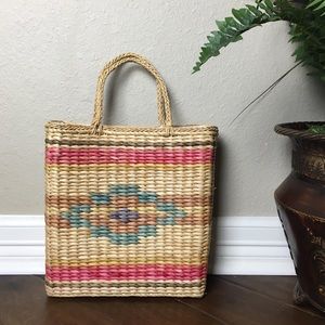 Vintage southwestern retro straw woven bag purse