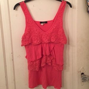 Coral Lace Layered Summer Tank