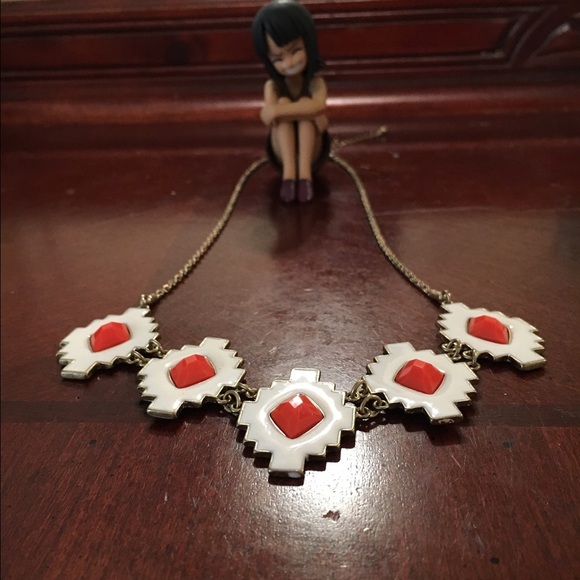 "Labyrinth" steps necklace w/orange diamond accent