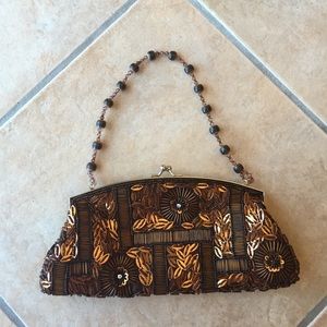 Brown Beaded Clutch!