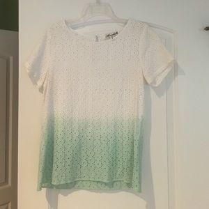 White to blue hombre top