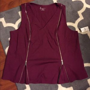 Burgundy Lane Bryant blouse with zippers