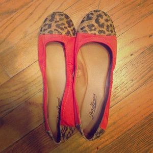 Lucky Brans Evia Flats in Mandarin/Leopard