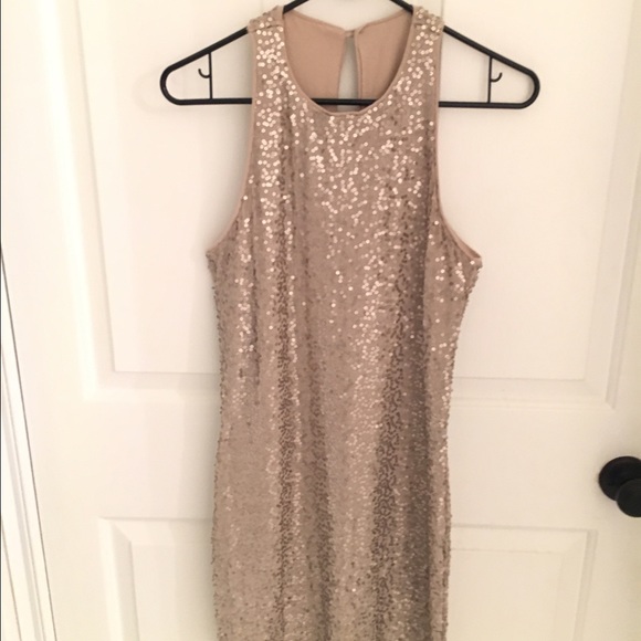 Gold sequin party dress