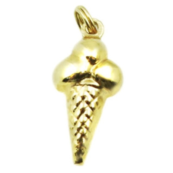 14k Yellow Gold Ice Cream Cone Charm