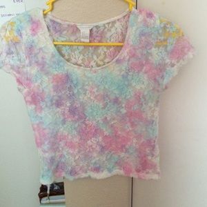 Rainbow mesh crop top