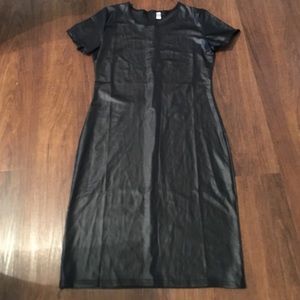 Black leathery tshirt dress
