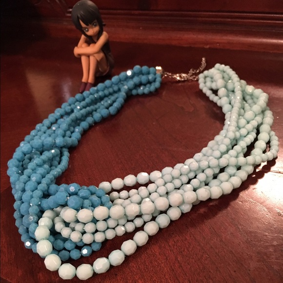 Anthropologie blue two tone beaded necklace