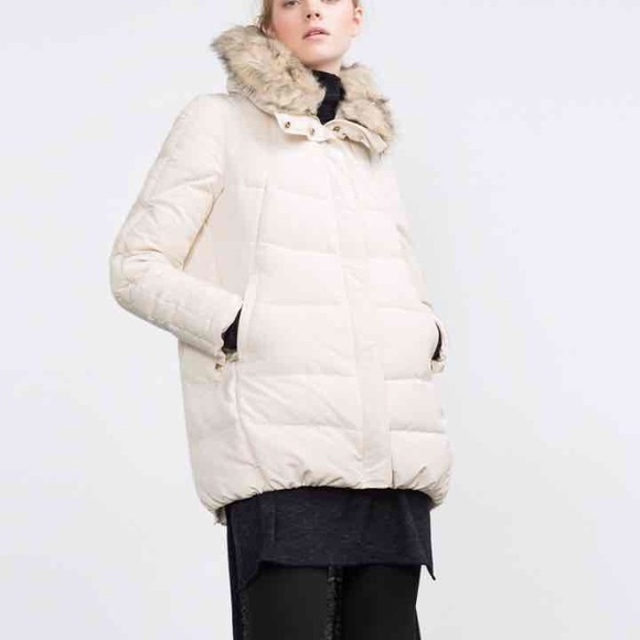 Zara beige quilted anorak
