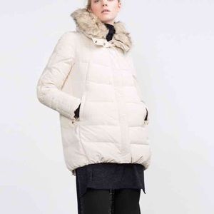 Zara beige quilted anorak