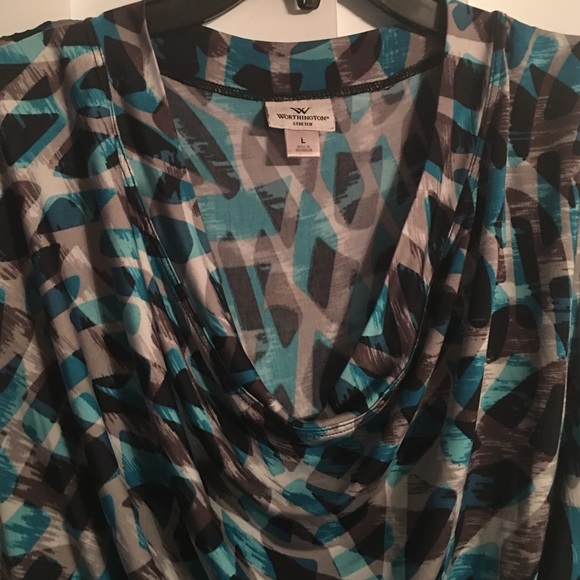 Worthington blouse , blue and grey - Picture 3 of 3