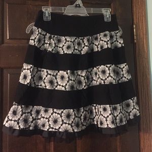 Black and white floral skirt