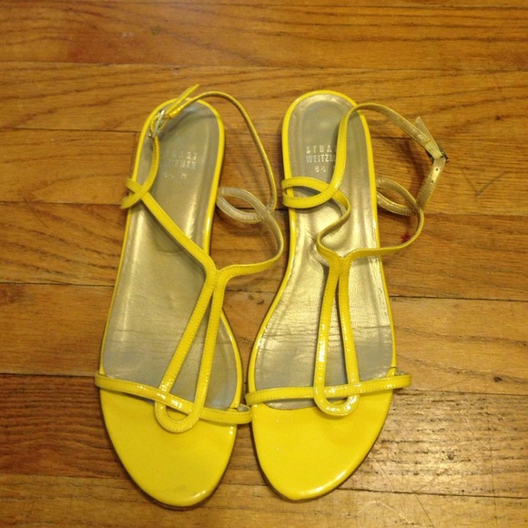 Stuart Weitzman Yellow Patent Leather Sandal