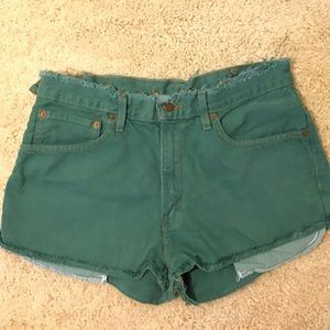 Distressed Shorts- Teal