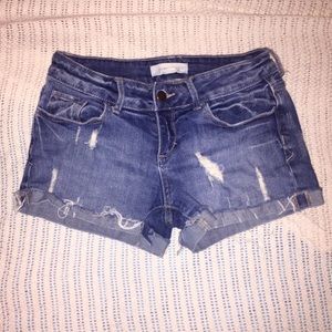 distressed denim shorts
