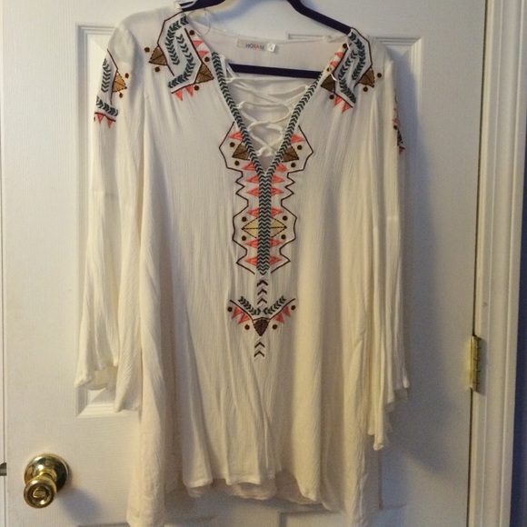 Long sleeve flowy white dress - Picture 1 of 2