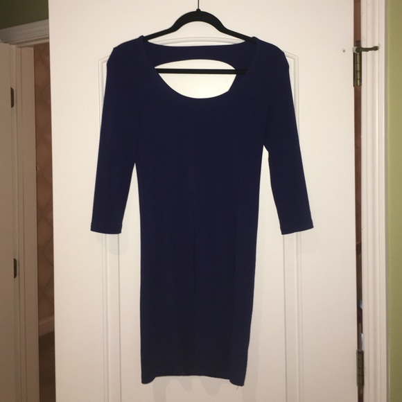 Navy bandage dress with 3/4 sleeves