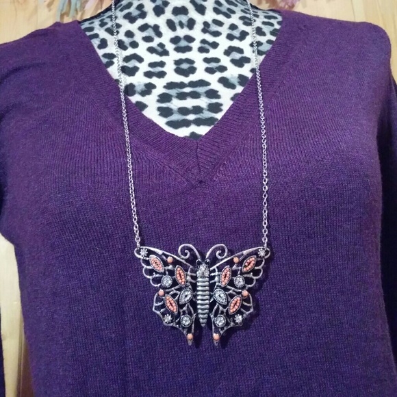 torrid Jewelry - NWT Torrid Crystal Butterfly Long Silver Necklace