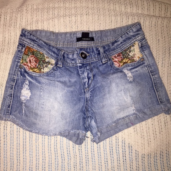 light wash denim shorts