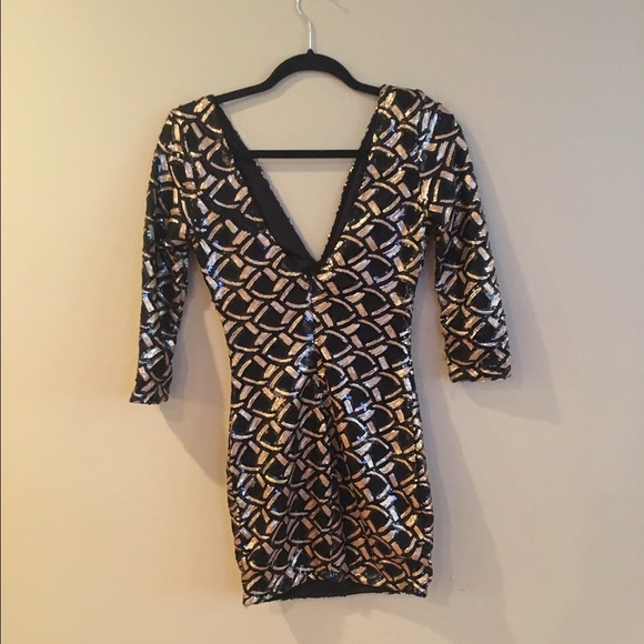 Black & Gold Sequin Dress - Picture 2 of 3