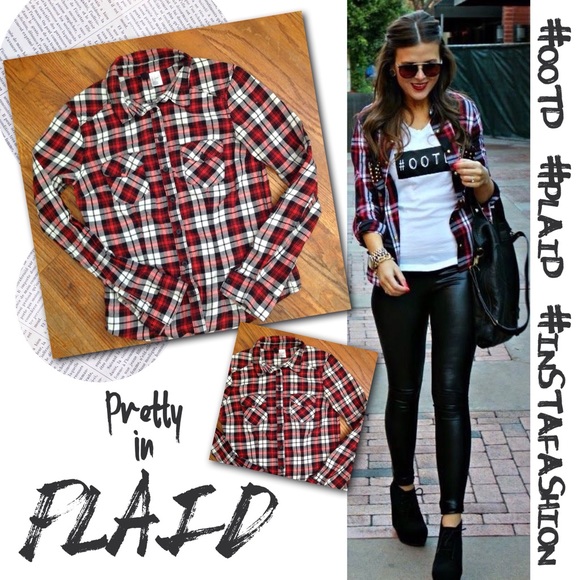 H&M PLAID BUTTON UP