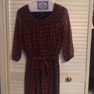 (4/$20) Rust and navy print dress