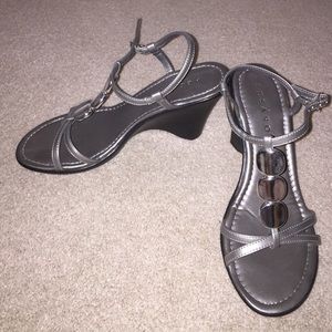 Gray and silver classy wedge sandal