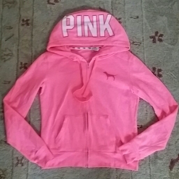 EUC Victorias secret pink zip up hoodie