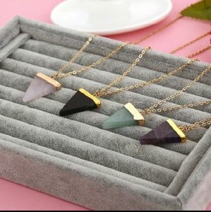 Gemstone Green long triangle necklace gem