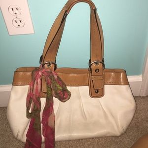White leather, real Coach purse.