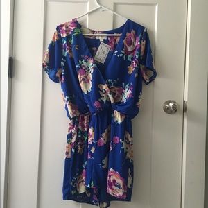 Blue floral romper