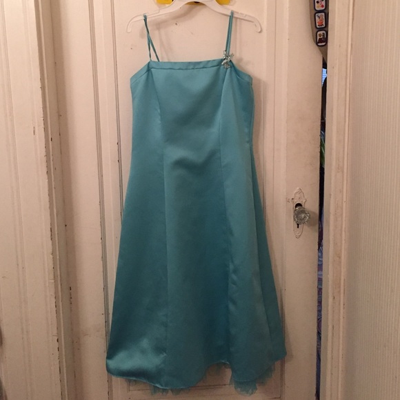 Light Blue Satin Formal Dress - Picture 1 of 4