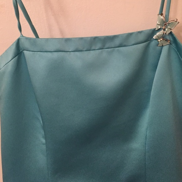 Light Blue Satin Formal Dress - Picture 3 of 4