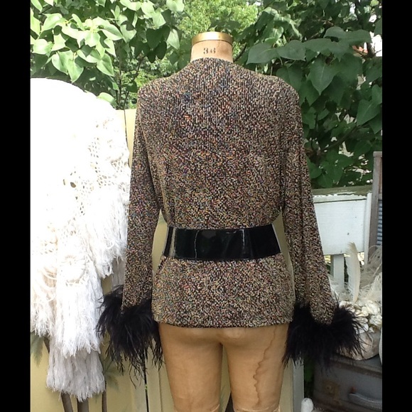 VTG METALLIC & FEATHER CARDIGAN SET - Picture 3 of 4