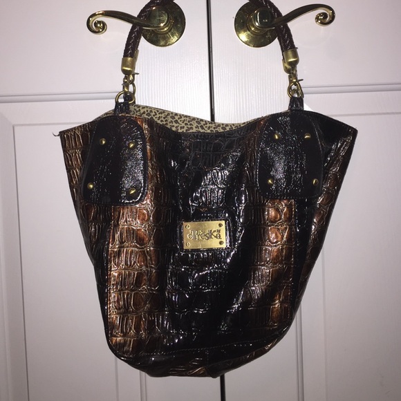 Brown, shiny snake skin purse - Picture 1 of 2