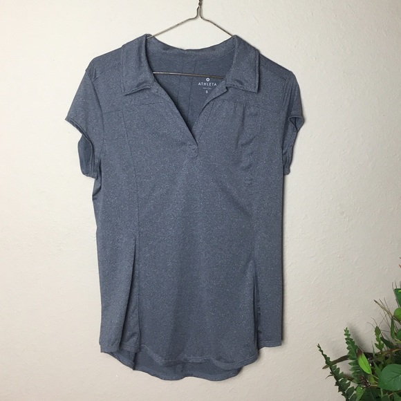 Athleta birdie polo collar work out yoga top