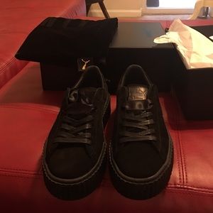 Rihanna Black Satin Creepers