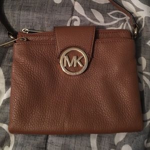 Brown leather MK small cross body