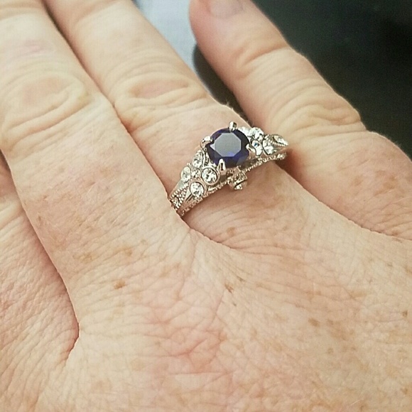 Blue CZ Ring size 9 (size 10 is sold) - Picture 1 of 3