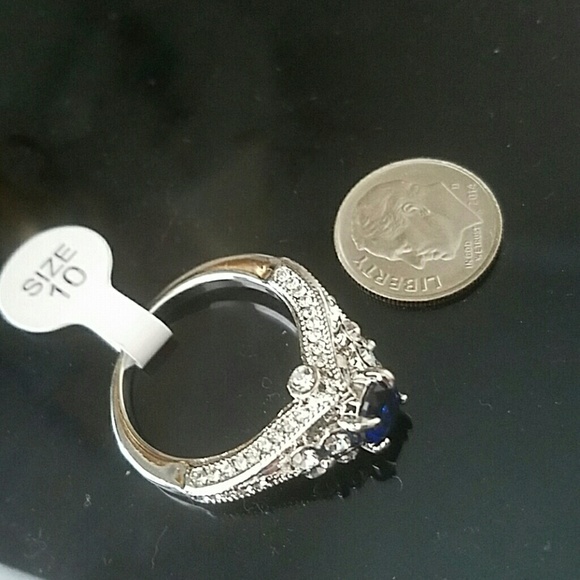 Blue CZ Ring size 9 (size 10 is sold) - Picture 2 of 3