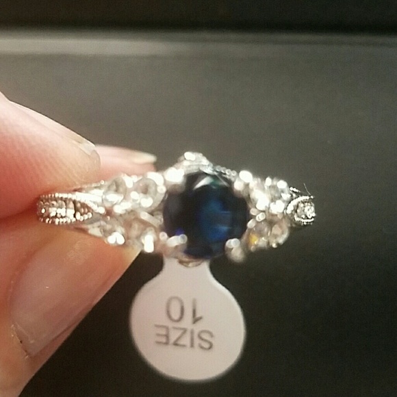 Blue CZ Ring size 9 (size 10 is sold) - Picture 3 of 3
