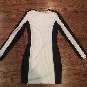Black and White Long Sleeve Bodycon Dress