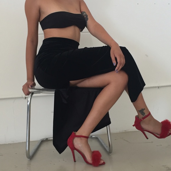 Vintage Velvet slit skirt