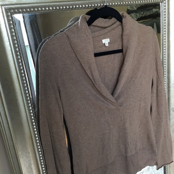 J Crew Shawl Collar Taupe Sweater