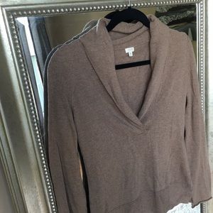 J Crew Shawl Collar Taupe Sweater