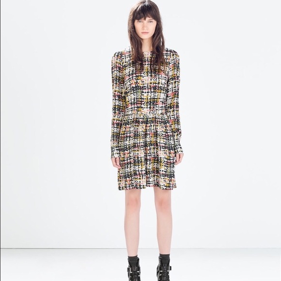 Zara Patterned Long-Sleeve Dress