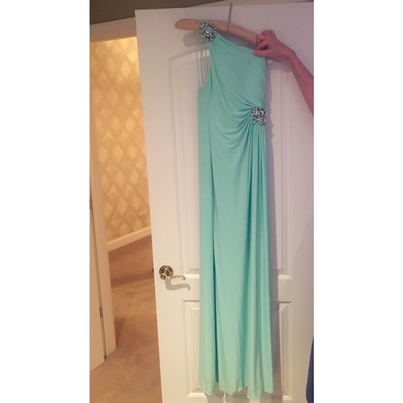 Sea foam green long formal dress